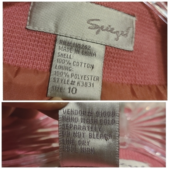 Spiegel | Women's Vintage Two Piece Pink Skirt Suit Set (Size 10) - Picture 3 of 16